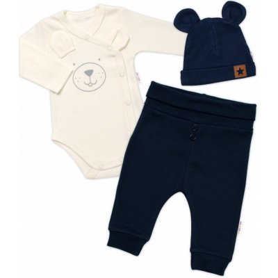 Baby Nellys Zavinovací body dl.rukáv tepláčky a čepička Little Bear granát – Zboží Dáma