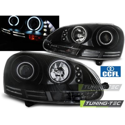 PŘEDNÍ SVĚTLOMETY, SVĚTLA, LAMPY VW GOLF 5, 2003-2009, ANGEL EYES CCFL, ČERNÉ BLACK – Zboží Mobilmania