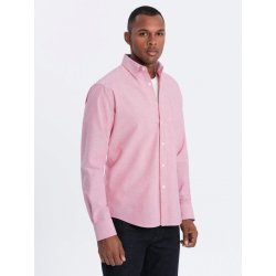 Ombre Clothing pánská košile s dlouhým rukávem Copperfog růžová
