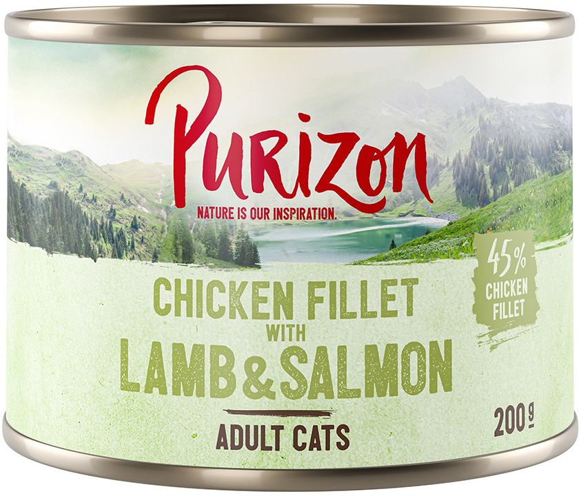 Purizon Adult bezobilné kuřecí filet s lososem a jehněčím 24 x 200 g