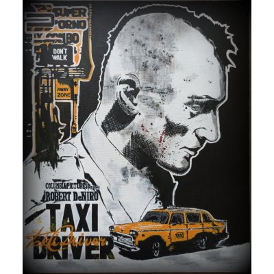 Jaroslav Cervenka, Taxi Driver, Malba na desce, akrylové barvy, 50 x 60 cm