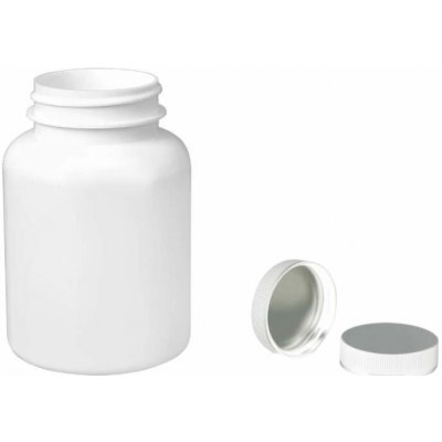 Pilulka Plastová lékovka bílá s bílým uzávěrem s ALU vložkou 200 ml – Zboží Mobilmania