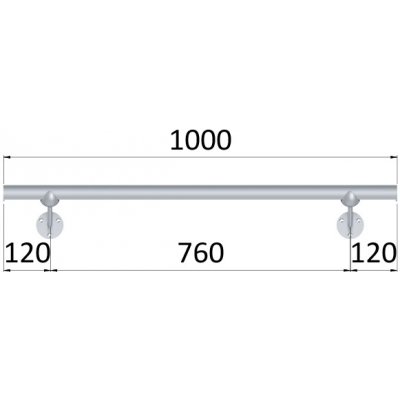 led madlo 1000mm /broušená nerez K320 /AISI304 (set: 2ks úchyt, madlo ø 42.4mm s ukončením a hliníkový profil na led pás) – Zboží Mobilmania