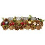 Ikebana MagicHome Vánoce, přírodní, adventní, se zlatými pohárky, 15x44x9 cm – Hledejceny.cz