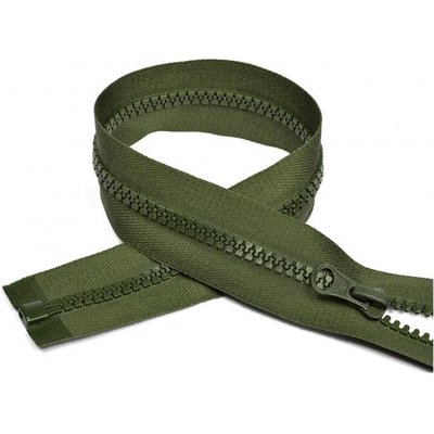 Zip kostkový 5 mm 85 cm dělitelný khaki – Hledejceny.cz