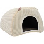 Samohýl Exclusive Domek dr.savec oblouk L béžovobílé proužky čokoládový velvet 27 x 27 x 20 cm – Hledejceny.cz