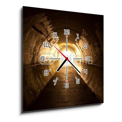 Obraz s hodinami 1D - 50 x 50 cm - light at the end of the tunnel světlo na konci tunelu – Zboží Mobilmania