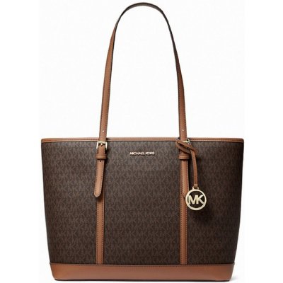 Michael Kors Hnědá kabelka lg Jet Set tote logo gold brown – Hledejceny.cz