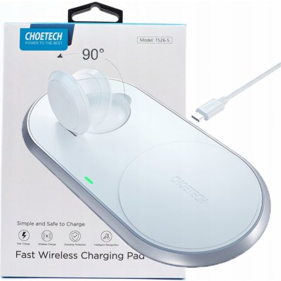 AppleMix 2v1 bezdrátová nabíječka / podložka Qi CHOETECH pro Apple iPhone / Apple Watch - MFi certifikovaná - bílá – Zboží Živě