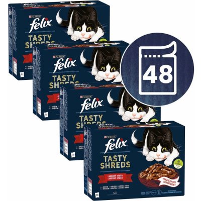 Felix Tasty Shreds mix lahodný výběr ve šťávě 48 x 80 g – Zboží Mobilmania