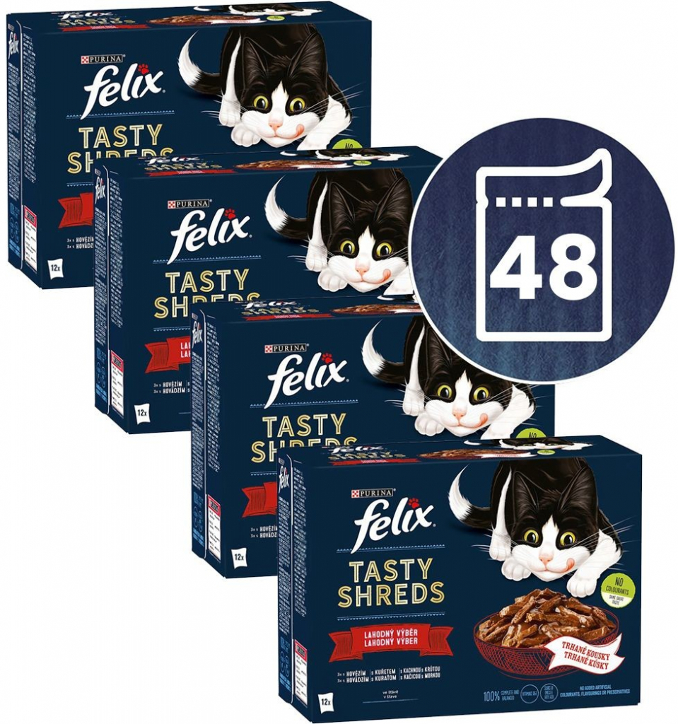 Felix Tasty Shreds mix lahodný výběr ve šťávě 48 x 80 g
