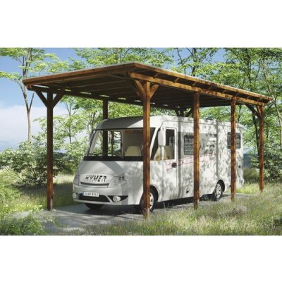 SKAN HOLZ Přístřešek na auto Emsland karavanový 404 x 846 cm ořech – HobbyKompas.cz