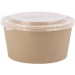Gastrofans Jednorázové papírové takeaway misky pro rozvoz na obědy saláty polévky zeleninu krabičkovou dietu apod. Včetně víčka 4 velikosti. Cena za krabici 750 ml kulatá