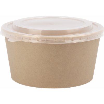 Gastrofans Jednorázové papírové takeaway misky pro rozvoz na obědy saláty polévky zeleninu krabičkovou dietu apod. Včetně víčka 4 velikosti. Cena za krabici 750 ml kulatá – Zbozi.Blesk.cz