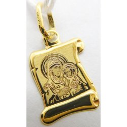 Klenoty Budín Dámský zlatý přívěsek madonka s dítětem na pergamenu GUPYN 02424