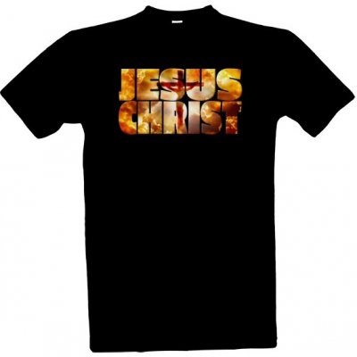 Tričko s potiskem Jesus Christ-Stylový nápis pánské Černá