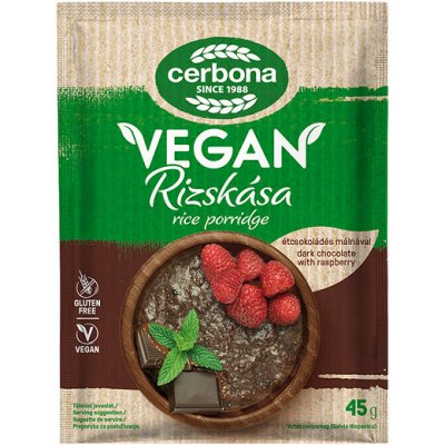 Cerbona Vegan Bezlepková Rýžová kaše čokoláda malina 45 g