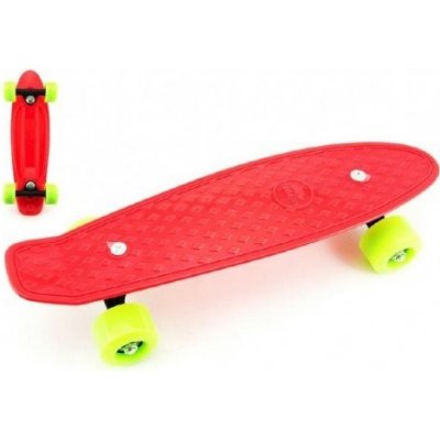 Skateboard - pennyboard 43cm, nosnost 60kg plastové osy, červený, zelená kola