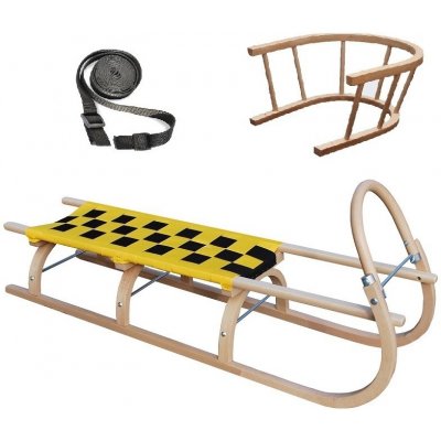 Sulov Sáně dřevěné 67 délka 125 cm + ohrádka + popruh žluto-černá – Zboží Dáma