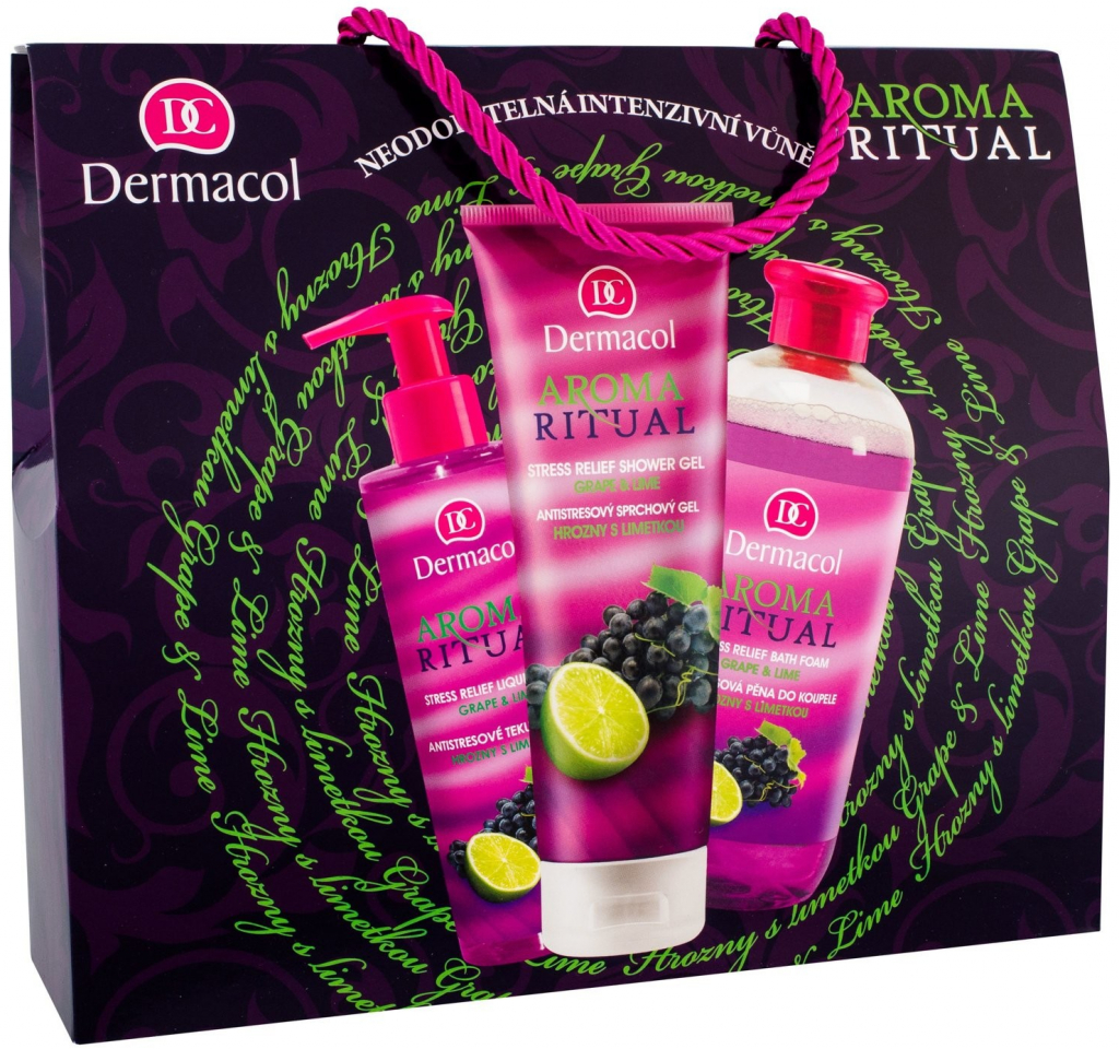 Dermacol Aroma Ritual Grape & Lime pěna do koupele 500 ml + sprchový gel 250 ml + tekuté mýdlo 250 ml dárková sada