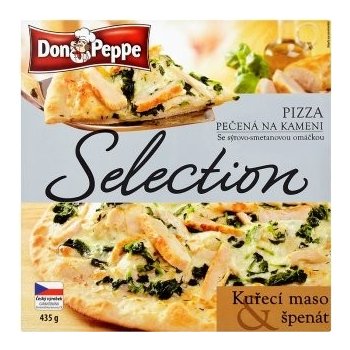 Don Peppe Selection Pizza kuřecí maso & špenát pečená na kameni 435 g