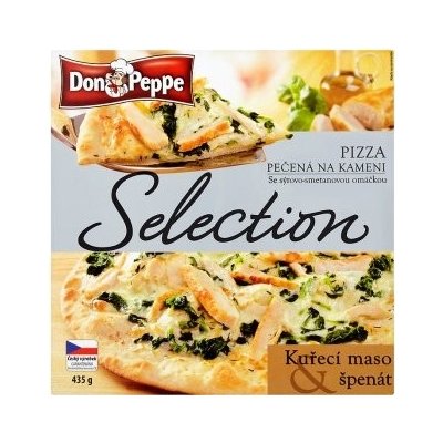 Don Peppe Selection Pizza kuřecí maso & špenát pečená na kameni 435 g