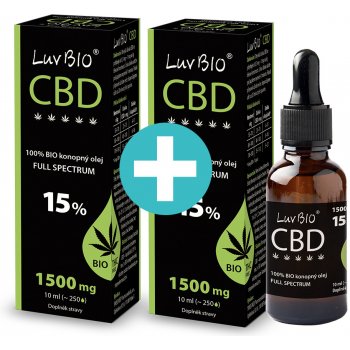 Luvbio CBD 15 % BIO konopný olej 10 ml