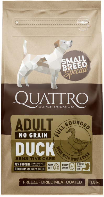Quattro Adult SB bez obilovin s Kachnou 150 g