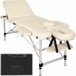 Tectake 401047 3 zónové masážní lehátko s 5cm polstrováním a hliníkovým rámem béžová – Zboží Dáma