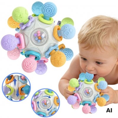 Woopie Baby senzorický míček 3v1 s kousátkem a chrastítkem 6m+ - 1 kus – Zboží Dáma