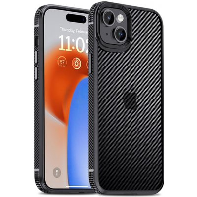 IPAKY Apple iPhone 15 - plastové / gumové - karbonová textura - černé