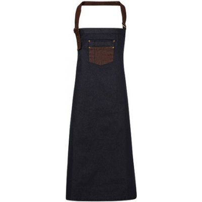 Premier Workwear Džínová zástěra s náprsenkou a umělou kůží PR136 Indigo Denim 72x86cm – Hledejceny.cz