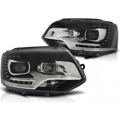 PŘEDNÍ SVĚTLOMETY, SVĚTLA, LAMPY VW T5, 2010-, LED S DENNÍM SVÍCENÍM DRL, ČERNÁ BLACK – Zboží Mobilmania