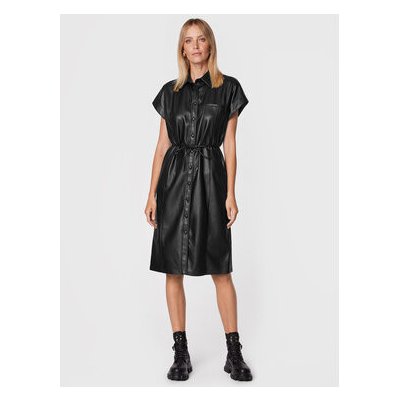 Sisley šaty z imitace kůže 4MTMLV01Q černá – Zboží Mobilmania