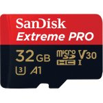 SanDisk Extreme Pro microSDHC 32GB / UHS-I U3 V30 / čtení: 100 MBs / zápis: 90 MBs / vhodné pro 4K (SDSQXCG-032G-GN6MA)