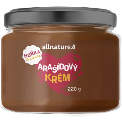 Allnature Arašídový krém s hořkou čokoládou 220 g – Zboží Mobilmania