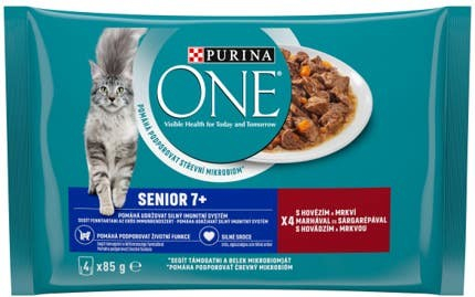 Purina ONE Senior 7+ hovězí s mrkví 4 x 85 g