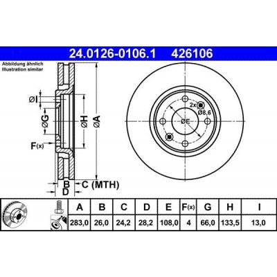 Brzdový kotouč ATE 24.0126-0106.1