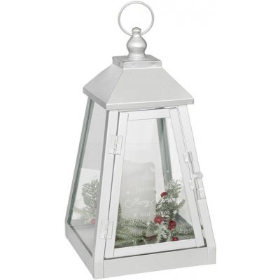 Atmosphera Kovová lucerna se svíčkou LED, 32 x 17 cm, bílá – Zboží Dáma