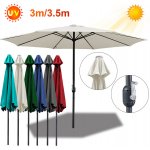 Wolketon 3m-3,5m slunečník Market Umbrella s ruční klikou UV40+ Venkovní slunečník Patio Garden Umbrella, béžová, 3,5m – Zboží Mobilmania