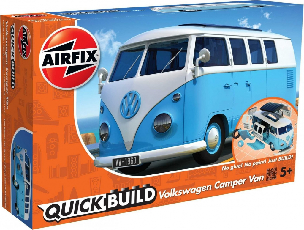 Airfix Quick Bulid autobus J6024 Volkswagen Camper Van Modrý