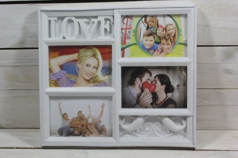 Fotorámeček na 4 fotky "LOVE" (4 x 10x15 cm) - bílý | Srovnanicen.cz
