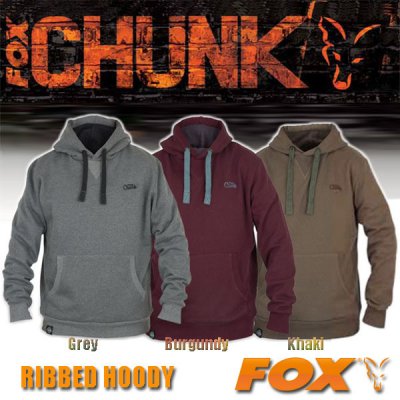 Fox CHUNK Ribbed Hoody Khaki mikina, klokanka