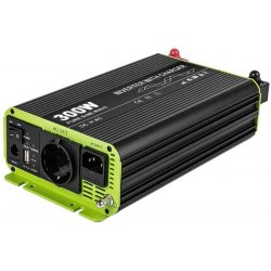 Kosun Měnič napětí výkon 300W čistý sinus UPS DC12V/AC230V USB černo-zelený KOS300-12