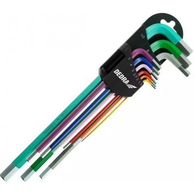 Dedra 06F205 Imbusové klíče extra dlouhé barevné, 1,5–10 mm, sada 9 ks,S2