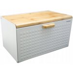 Kovový chlebník s dřevěným prkénkem Klausberg, bílý box na pečivo – Zboží Mobilmania