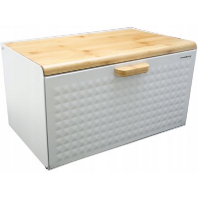 Kovový chlebník s dřevěným prkénkem Klausberg, bílý box na pečivo – Zboží Mobilmania