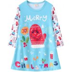 Dětské šaty s vánočním potiskem více druhů modrá – Sleviste.cz