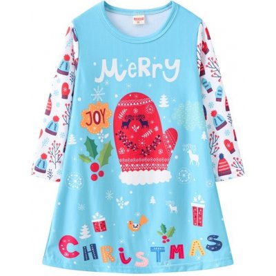 Dětské šaty s vánočním potiskem více druhů modrá – Sleviste.cz