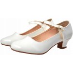 Střevíčky k prvnímu svatému přijímání podpatek lak kůže bílé – Zboží Dáma